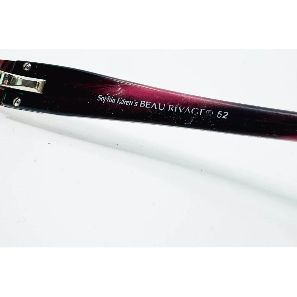 Sophia Loren Beau Rivage 52 Eyeglasses Womens Burgundy Rhinestone Frames 52mm